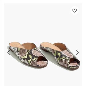 Madewell Erica peep-toe, snake embossed mule